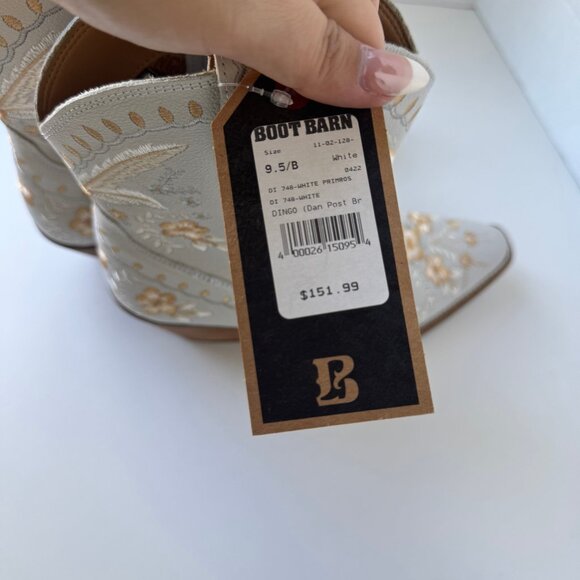 Brand New with Tags Boot Barn Dingo Ivory Embroidered Western Cowboy Boots - Picture 6 of 7